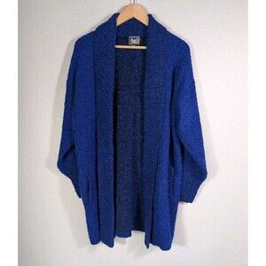 Vintage Paige II‎ Sz Small Women's Open Front Royal Blue Cardigan Pockets N96